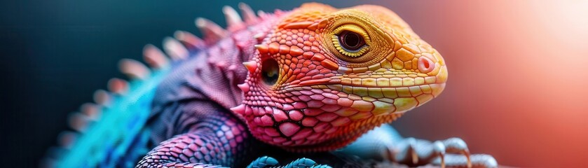 Naklejka premium Macro shot of a lizard s scales, rough texture, vibrant colors