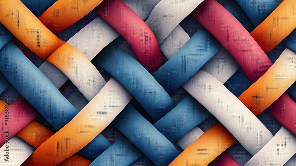 Poster geometric seamless pattern with interlocking shapes and lines in a modern palette.