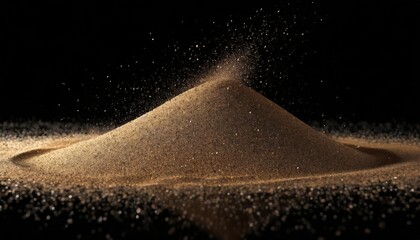 beach sand on black background and texture, An abstract backdrop adorned with splashes