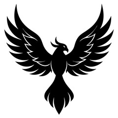 Vector silhouette bird with fire wings