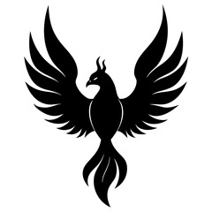 Vector silhouette bird with fire wings