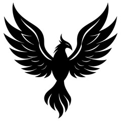 Obraz premium Vector silhouette bird with fire wings