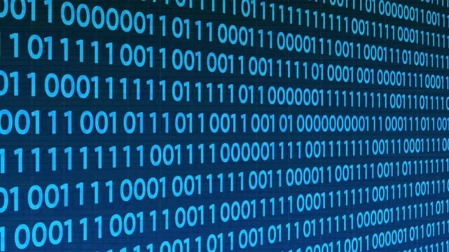 Abstract binary code background. Futuristic cyberspace. Concept of mining crypto currency and bitcoin. Web developer. Digital computer code. Programming. Coding.