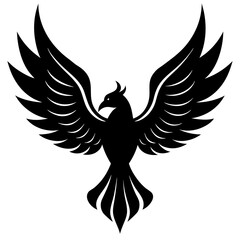 Vector silhouette bird with fire wings