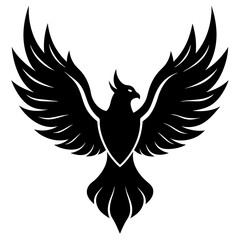 Obraz premium Vector silhouette bird with fire wings