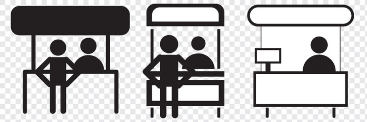 Sales booth vector icon, promo stand symbol. flat style. sales booth icon template black for your web site design, logo, app, UI. stand symbol. promo stand sign. EPS 10.