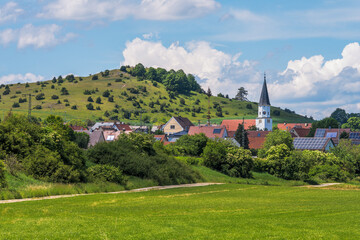 Fototapeta premium The village Hoppingen at the Rollenberg mountain