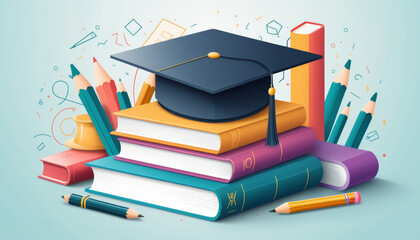 graduation cap and diploma