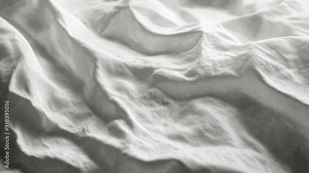 Poster a close-up view of a white, wrinkled surface, possibly a piece of paper or fabric. the wrinkles vary