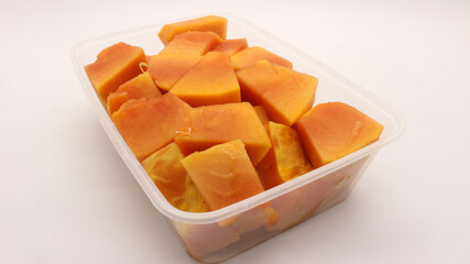 Papaya fruit that is ripe and cut