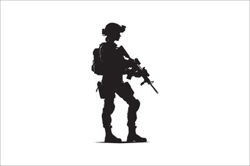 Silhouettes of Army Combat Soldiers. soldiers Vector . Silhouette. Veteran Soldier vector. 