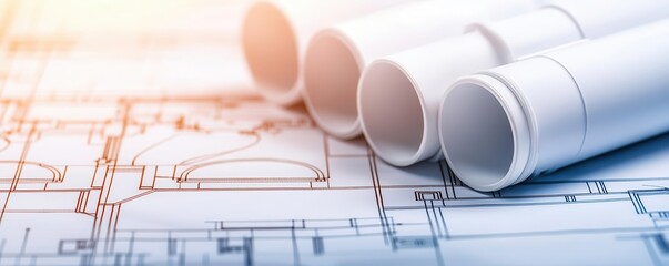 Closeup of a blueprint showing a complex drainage system, civil engineering accuracy