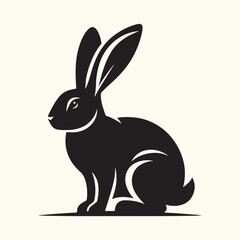 Fototapeta premium Bunny black silhouette Illustration Vector