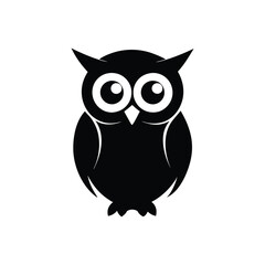 Owl silhouette vector art illustration on a clean white background, ideal for prints and designs.