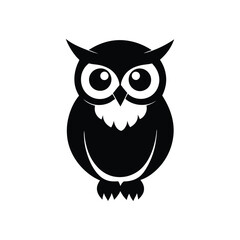 Owl silhouette vector art illustration on a clean white background, ideal for prints and designs.
