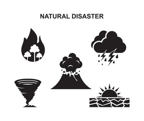 Flat natural disaster icons set. Universal natural disaster icons to use for web and mobile UI