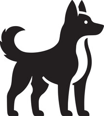a cute dog black and white silhouette vector line art flat  graphic design background illustrations