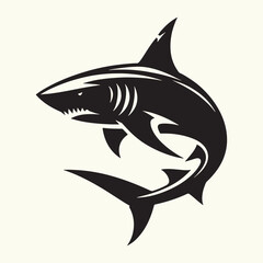 Shark line art Vector Illustration Black silhouette