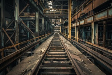 Exploring the abandoned and desolate industrial train tracks of a historical manufacturing era