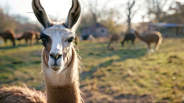 Cute llamas on the farm