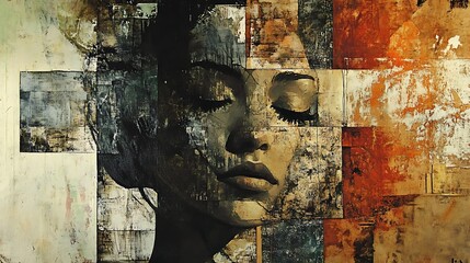 Abstract Portrait of a Woman with Closed Eyes