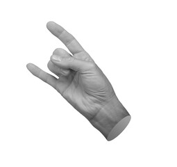 rock sign, horns gesture isolated on white background, transparent png