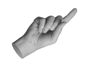 finger pointing, indicating isolated on white background, transparent png