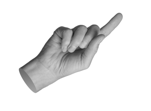 finger pointing, indicating isolated on white background, transparent png