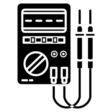 black multimeter icon with probes clip art preview