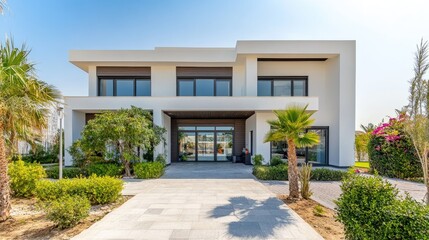 Bright and airy modern villa with a spacious front entrance and ample text space