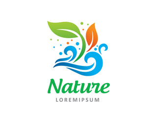 Nature Leaf Logo Template Design Vector. Icon. Symbol. Emblem.