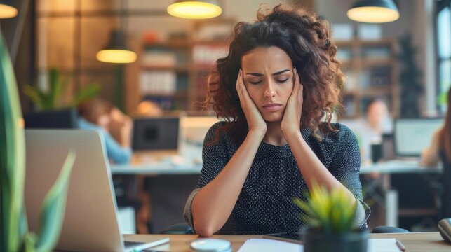 Stress at work. Feel exhausted, burnout and lack of focus.