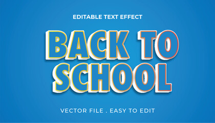 back to school typography Editable text effect 3d  style premium vector design	