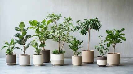 Fototapeta premium collection of ornamental plants in pots