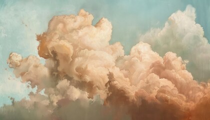Dramatic cloud formations at sunset with a blend of warm and cool colors