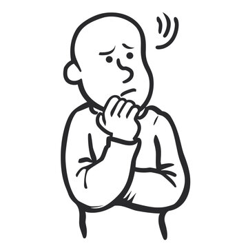 recommend clip art: Doodle outline of a concerned man thinking.
                    