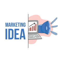 Hand Drawn Marketing Concept Illustration With Laptop And Megaphone.eps