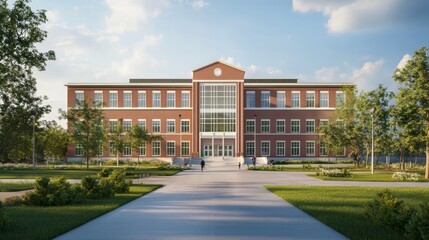 View of architecture of American school building exterior concept