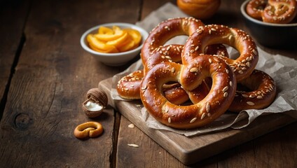  Pretzels on wooden table