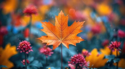 Fototapeta premium Deep Orange Fall Wallpaper, Colorful leaves wallpaper hd HD 8K wallpaper Stock Photographic Image 