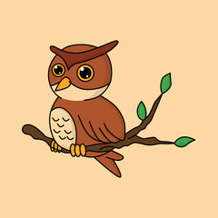 cute owl cartoon vector illustration