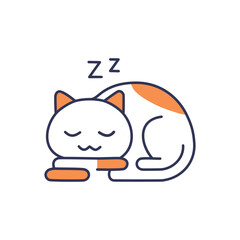Cute cat sleeping cartoon flat vector illustration