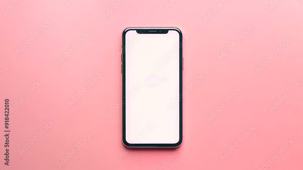Poster a smartphone with a blank screen on a soft pink background, adding a touch of warmth and friendlines