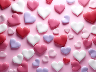 Valentines day background with hearts on a blue background