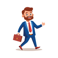 businessman climbing stairs to success, success vector illustration