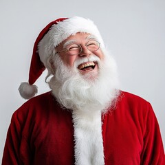 Naklejka premium Santa Claus Laughing Happily: A Joyful and Festive Holiday Moment