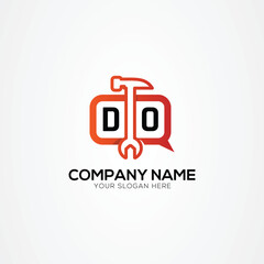Services Icon or Chat Logo With Letter DO Logo Isolated Vector Illustration