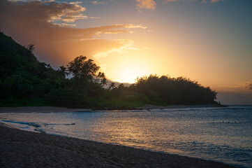 Sunset on the beach in Kauai, Hawaii