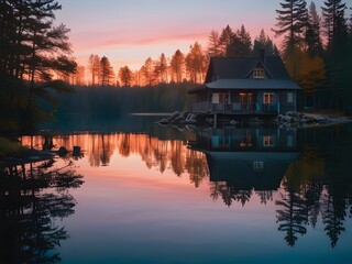 Fototapeta premium sunrise over the lake