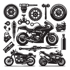 Motorcycle black silhouette vector.